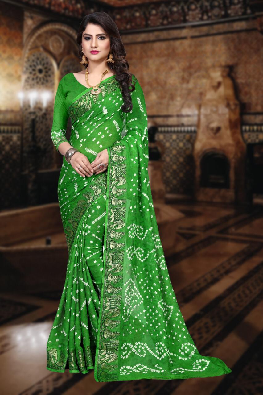 Palak Bandhej Latest Fancy Designer  Handicraft Pure Bandhej Silk Saree Collection